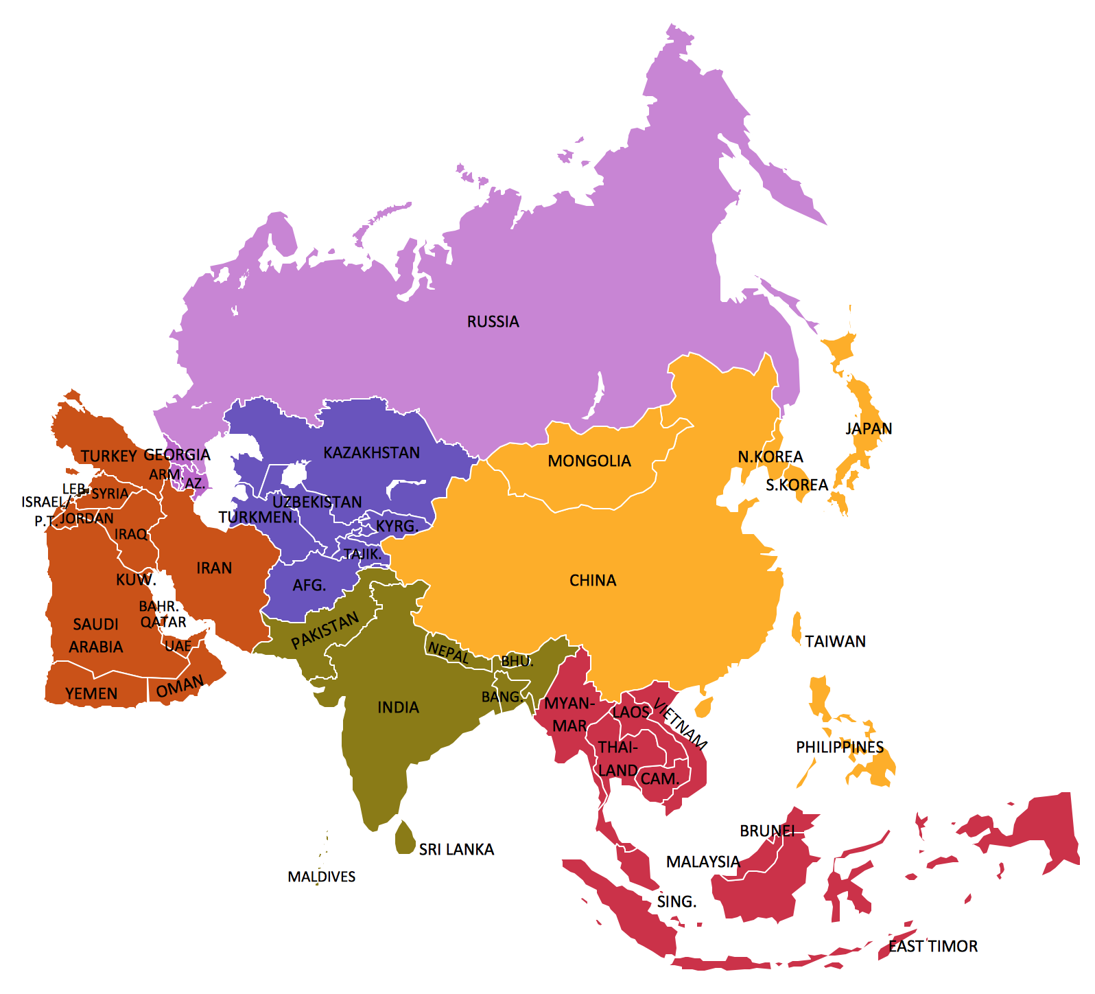 Geo Map Asia Southeast Asia Political Map Asia Vector