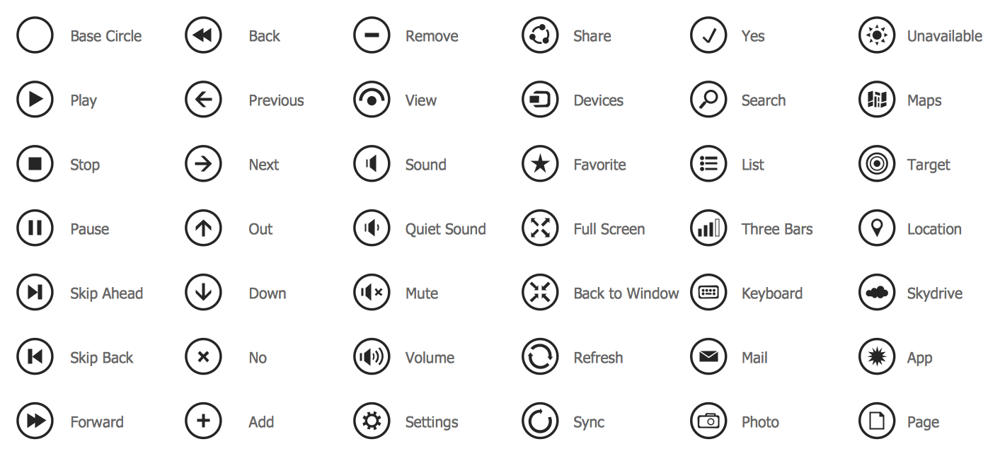Windows 8 Round Icons Library