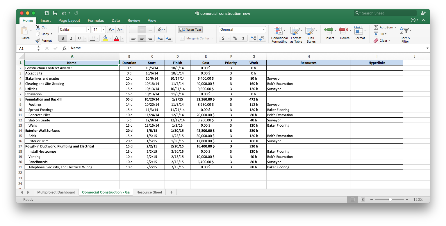 Importing Project Data From MS Excel Into ConceptDraw Project 