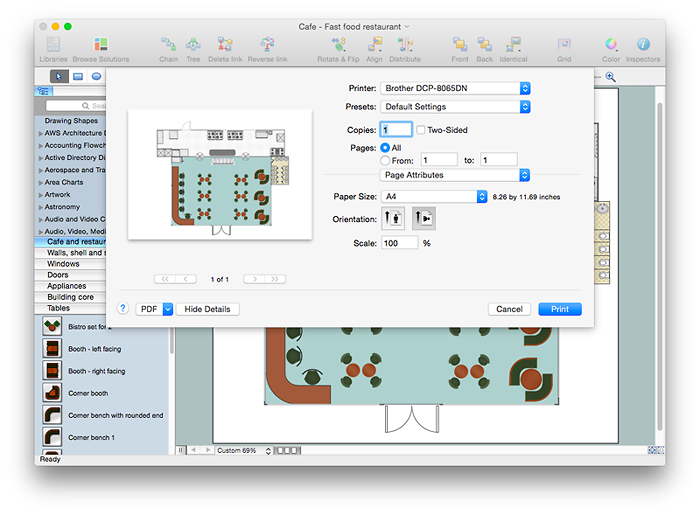 conceptdraw printing options
