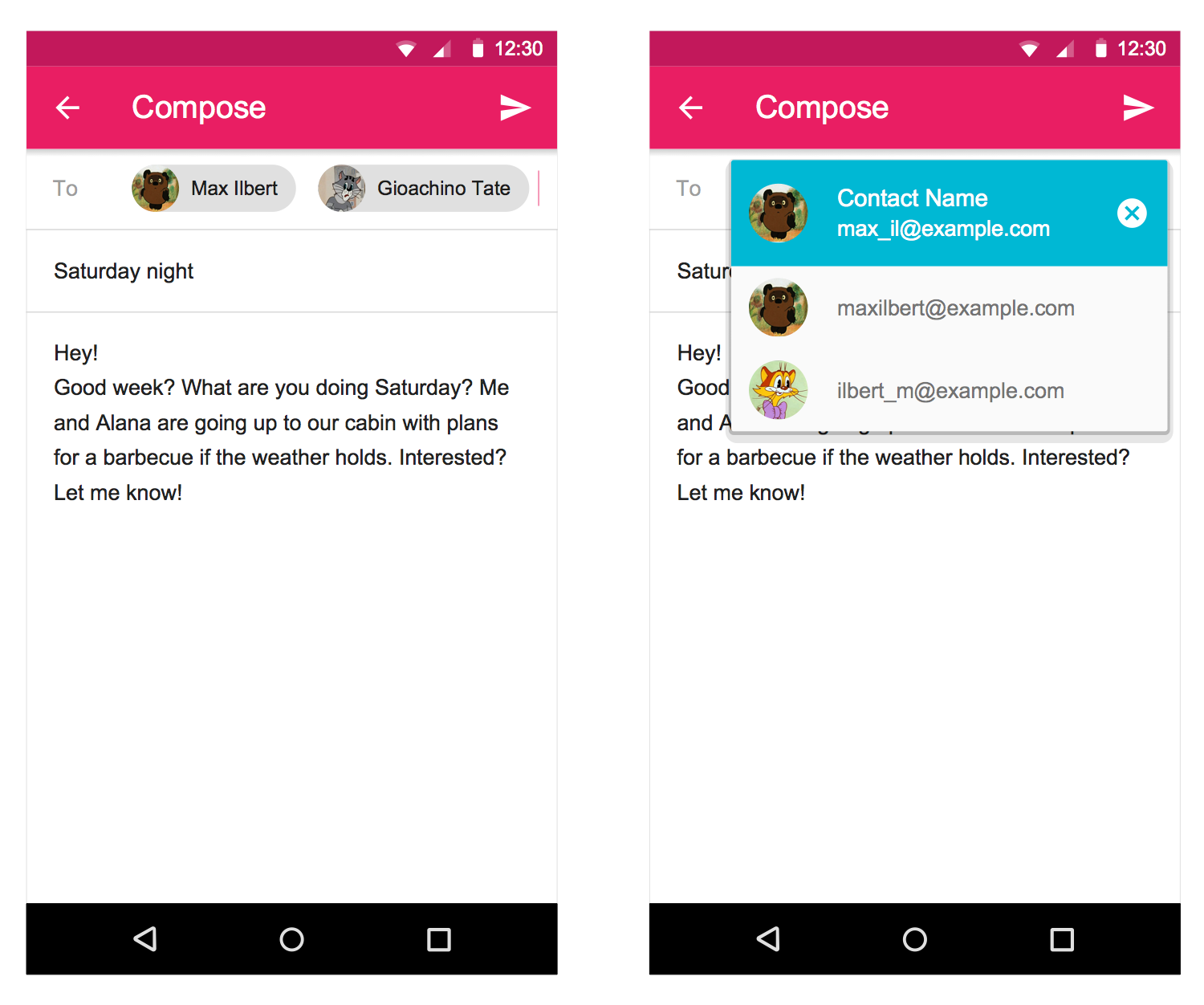 Android UI Design — Contact Chips