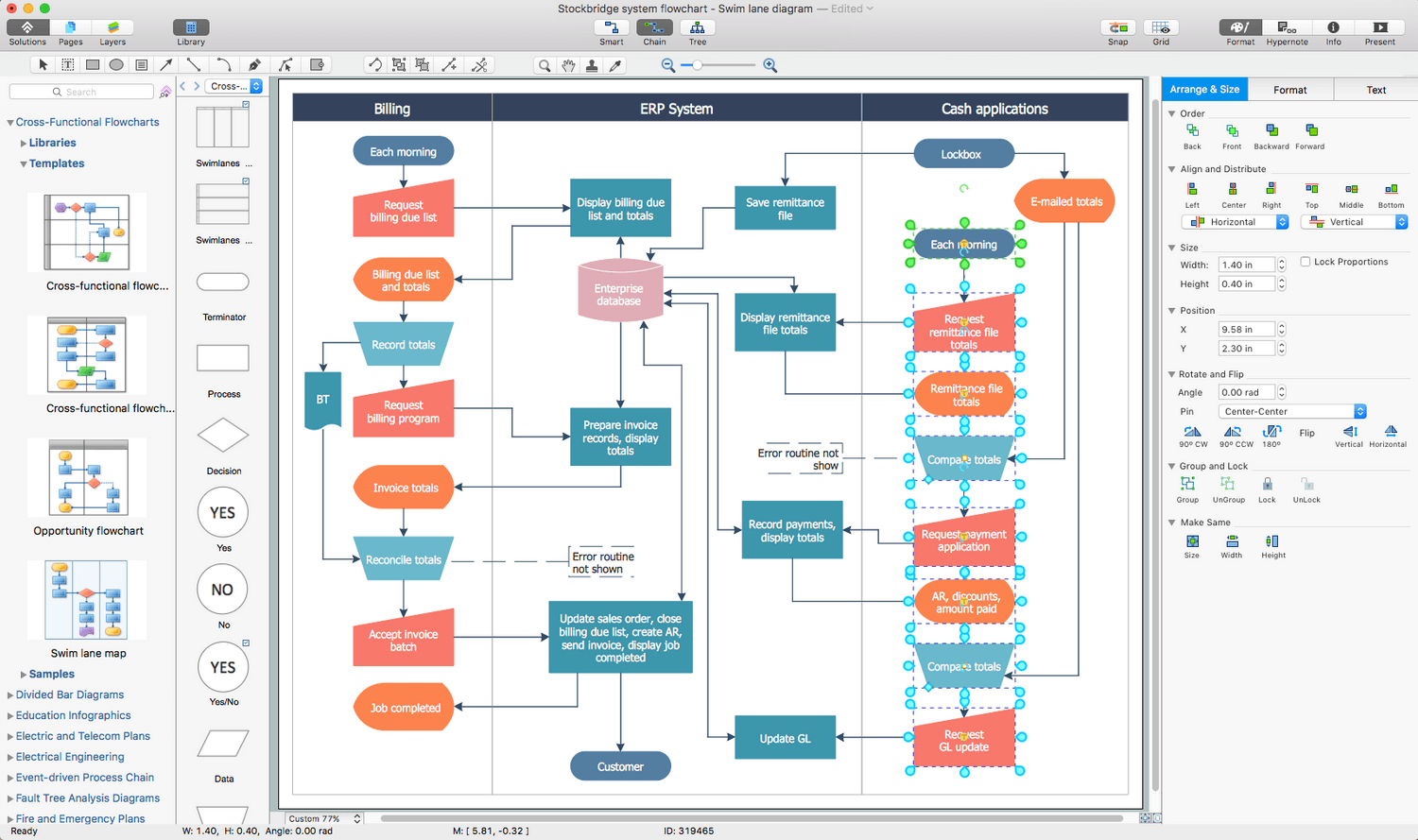 Cross-Functional Flowcharts Solution for Apple OS X