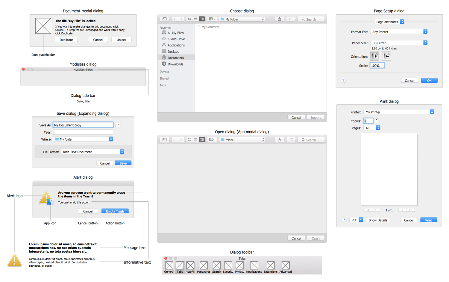 Design Elements — macOS Dialogs