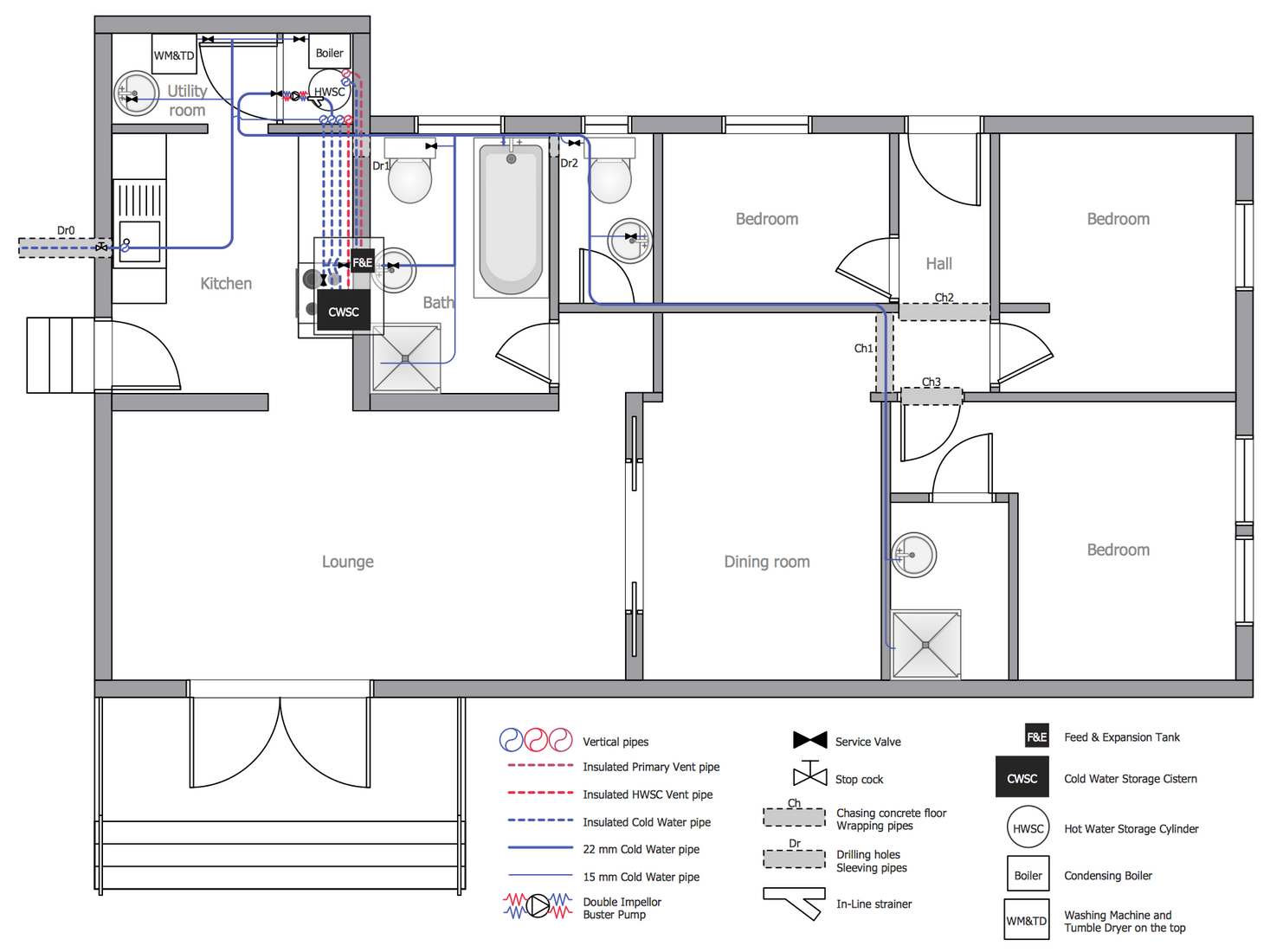 21 Lovely Complete House Plan In Autocad 2D