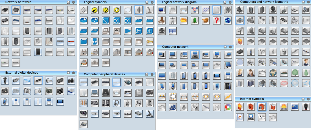 3D Network Diagram symbols