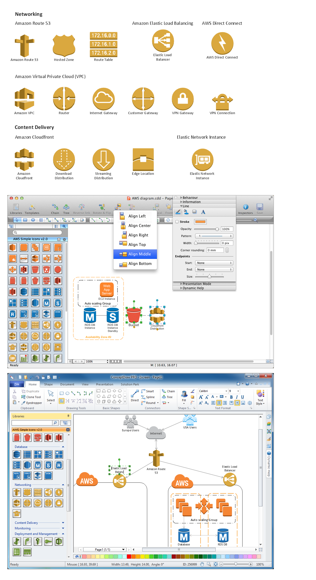 Amazon-Web-Services-AWS-Design-Elements-icons-Networking-and-ContentDelivery using conceptdraw solution park web tool