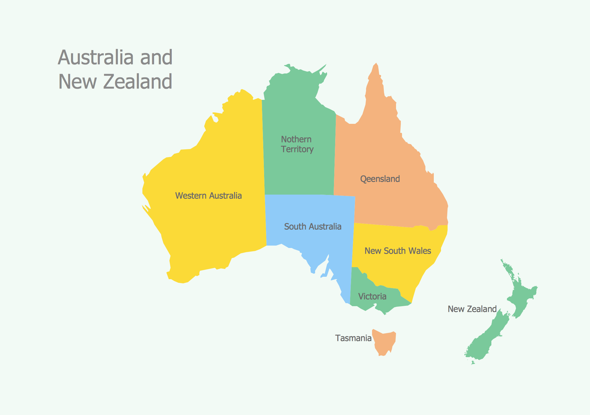 new zealand map vs australia