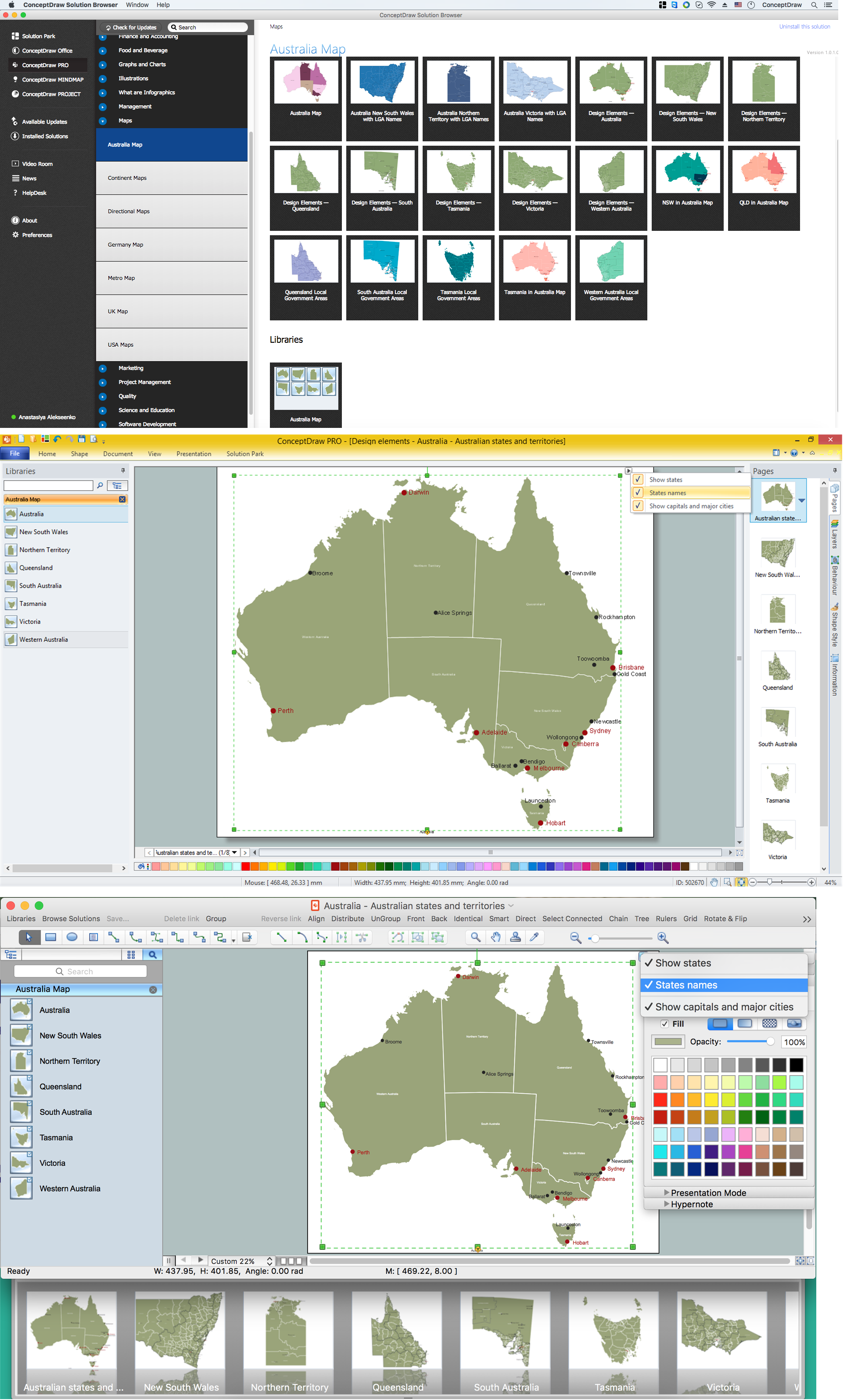 Australia Map — States and Cities *