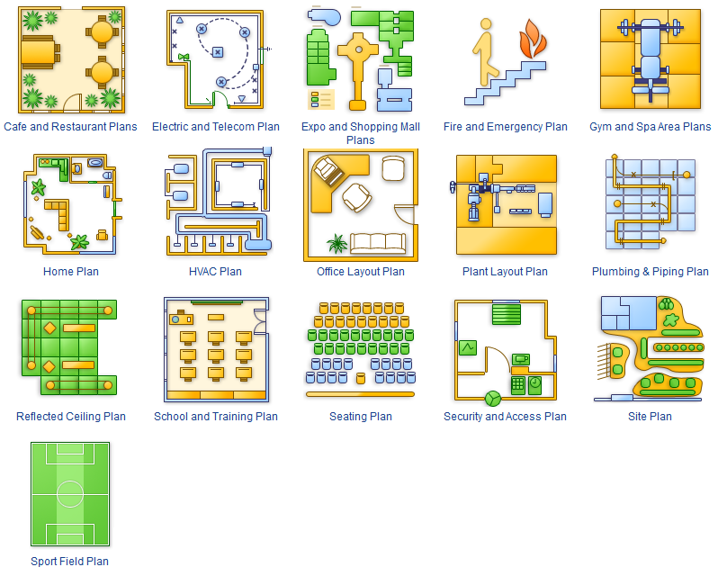 Examples of building commercial plans, engineering networks and layouts