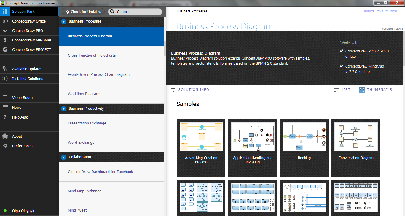 Business Process Diagram Solution in ConceptDraw Solution Browser
