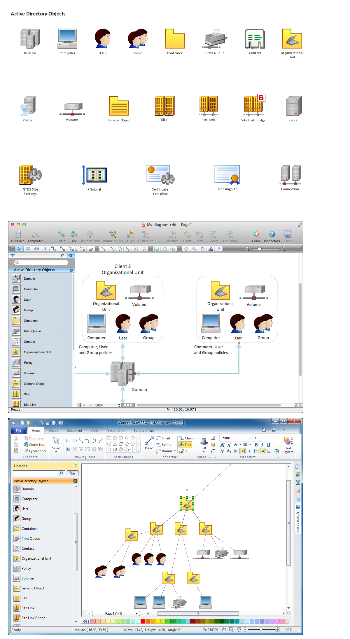 Network Diagramming Software, Design Elements - Active Directory (Win Mac)