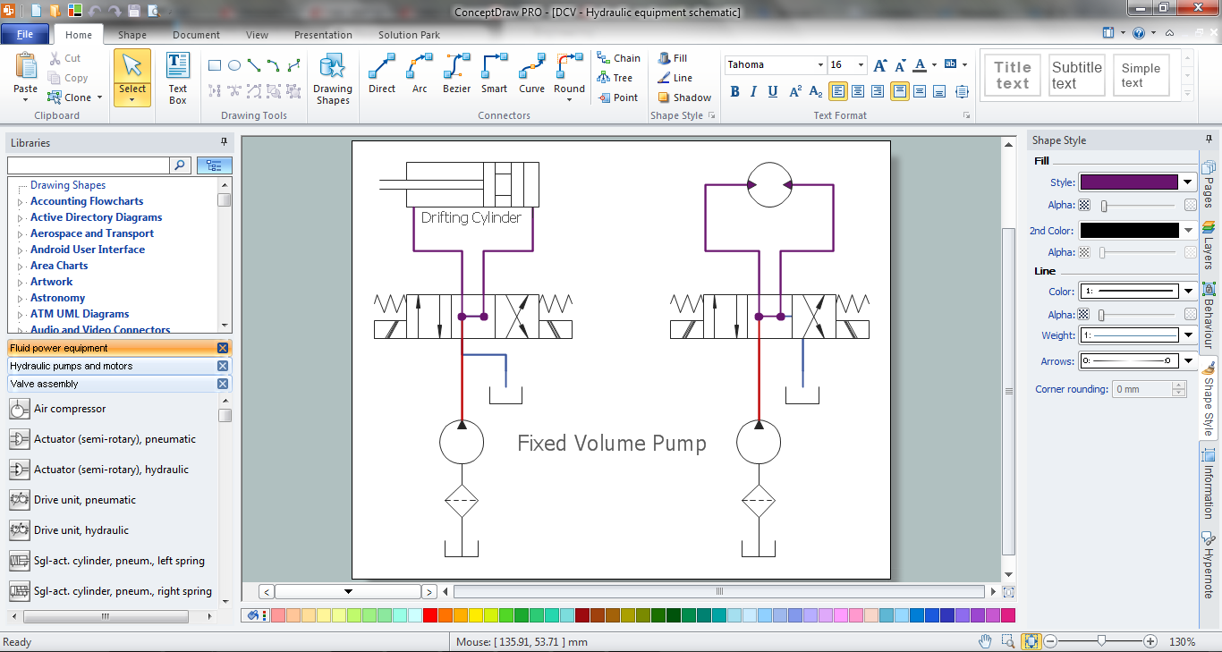 How To Draw Pneumatic Circuit Diagram In Autocad Dh Nx Wiring Diagram   ConceptDraw Mechanical Design Software 