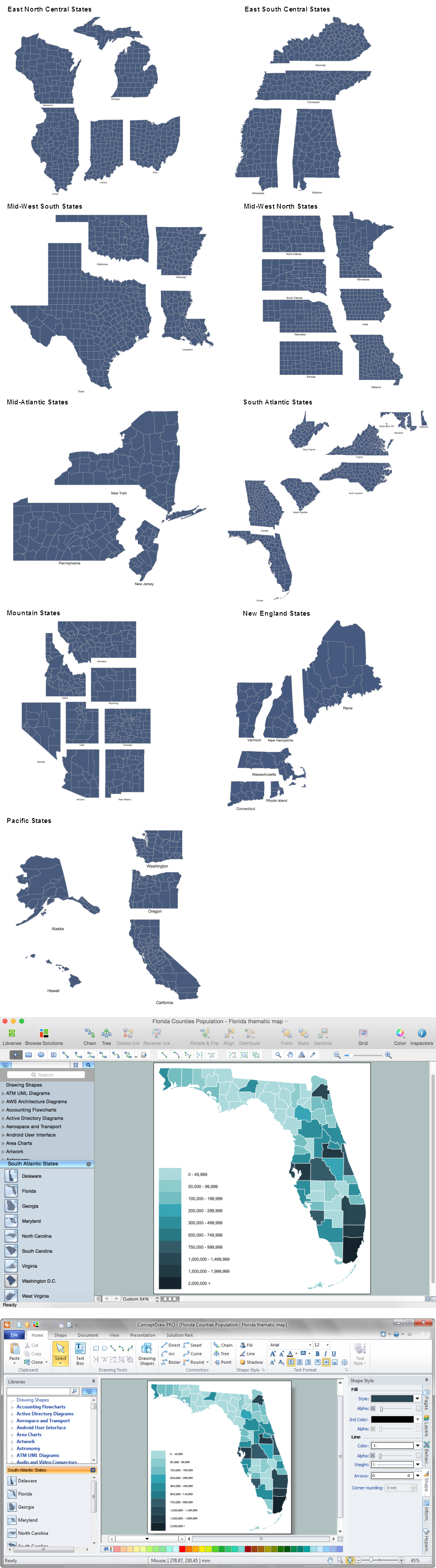 Map of USA States