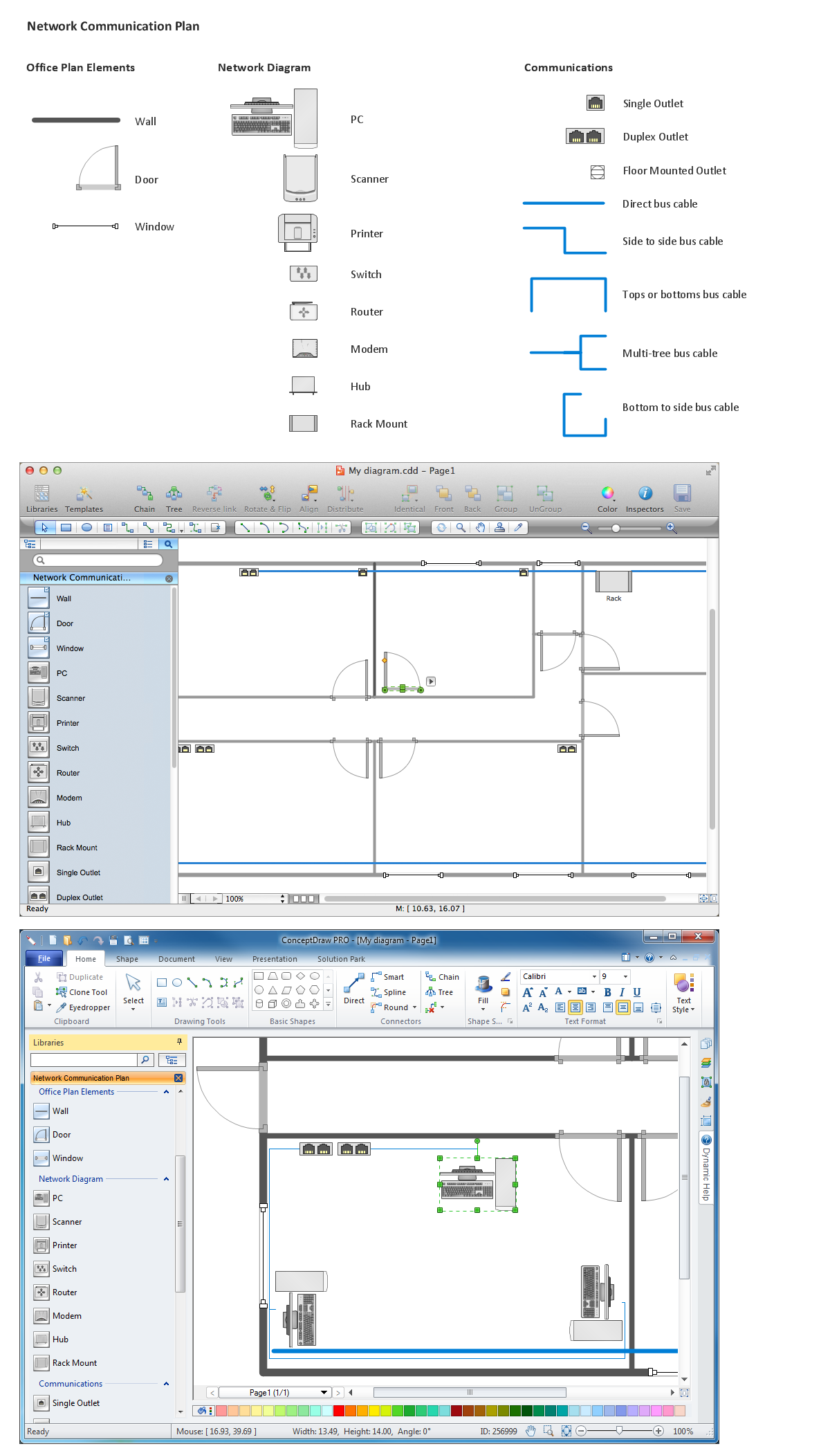 Network Diagramming Software, Design Elements - Network Layout (Windows, Macintosh)