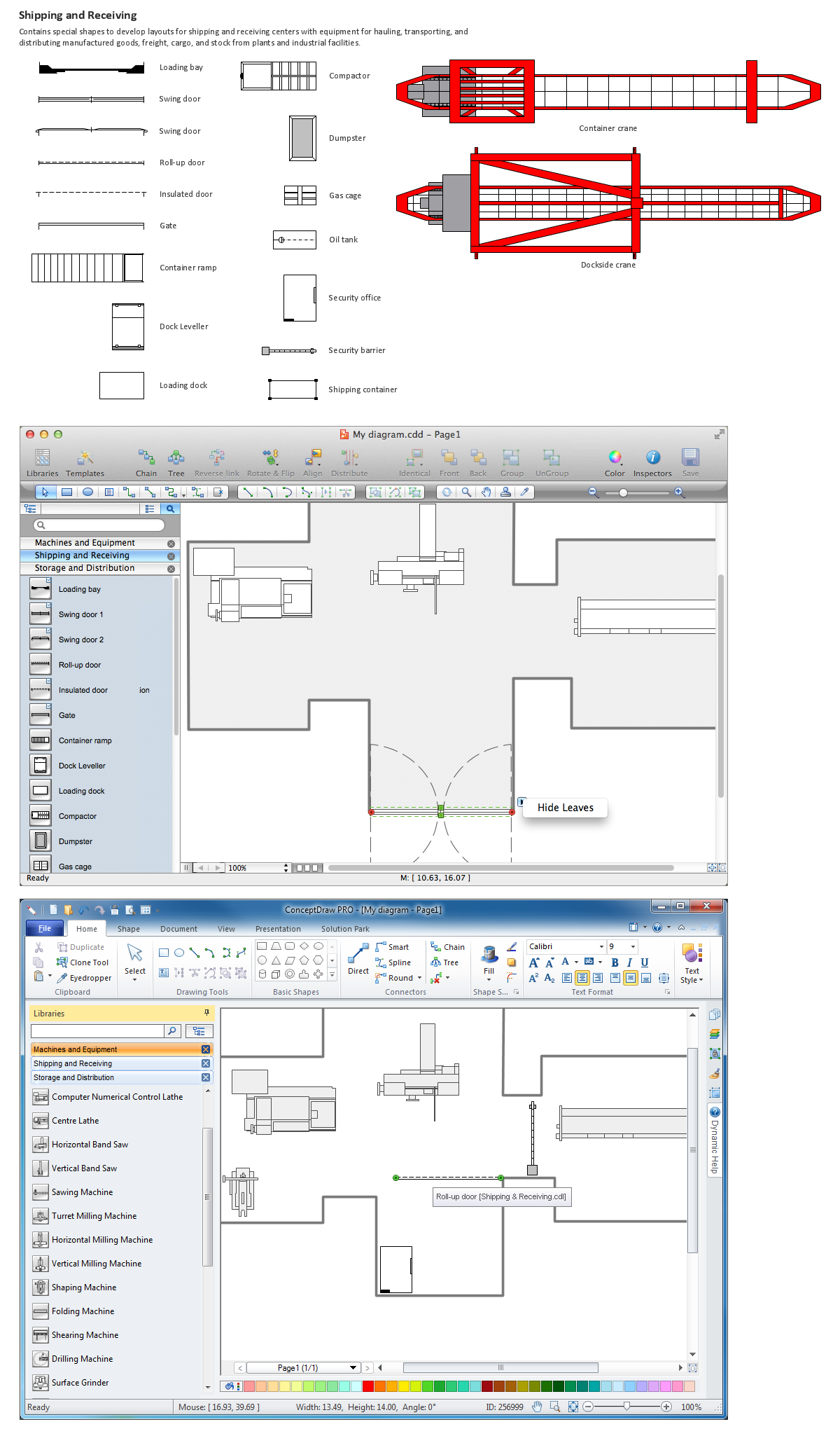 Building Drawing Software.  Design Elements — Shipping and Receiving