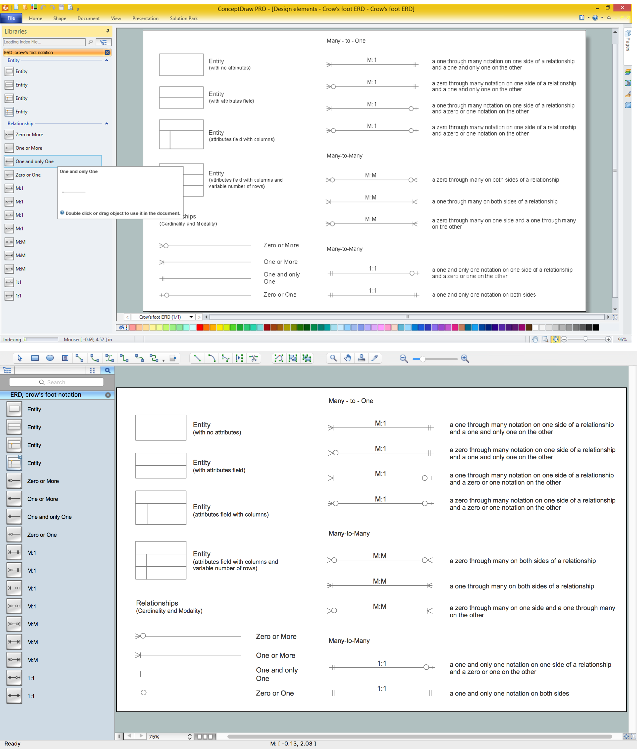 Entity Relationship Diagram, Design Elements - Crows Foot  (Win Mac)