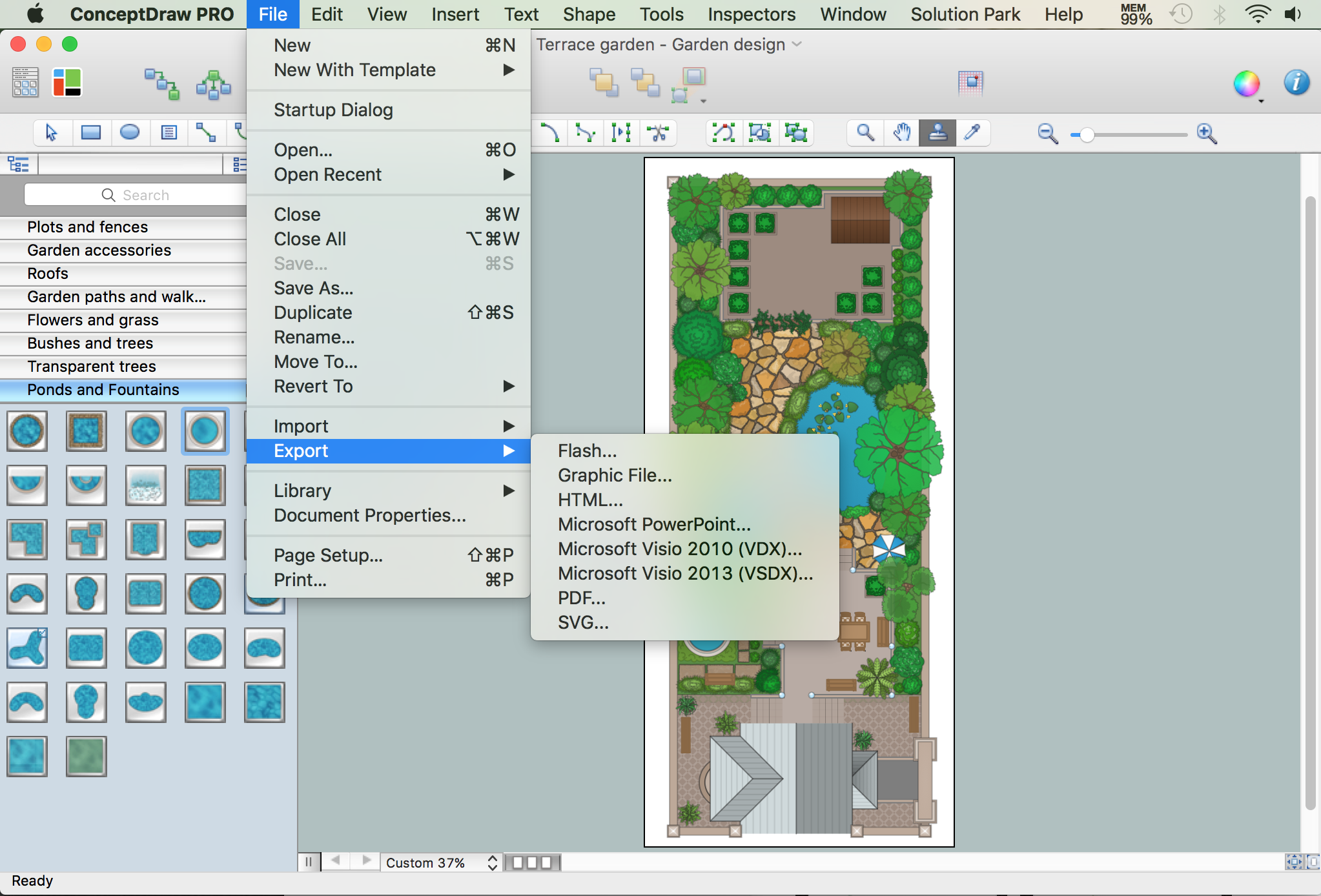 How To Draw A Landscape Design Plan How To Use Landscape Design Software How To Design A Garden Using Conceptdraw Pro Garden Sitting Area Drawing Plan