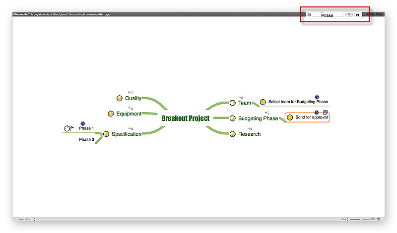 ConceptDraw MINDMAP Filter mode can be activated in the full-screen mode