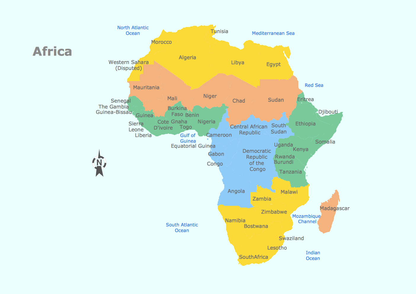 easy special purpose map of africa