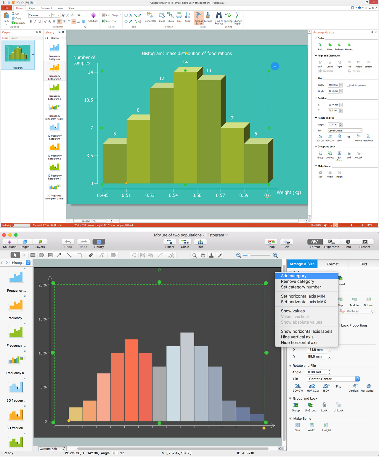 probability distribution histogram maker