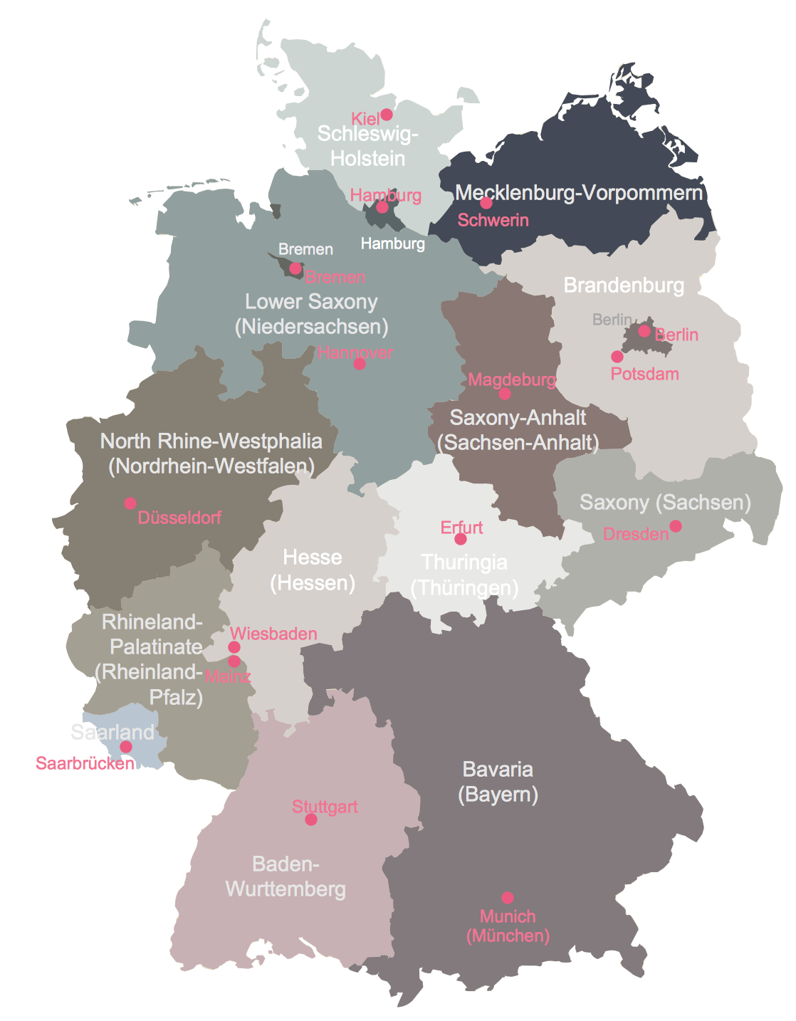 Map of Germany With Cities