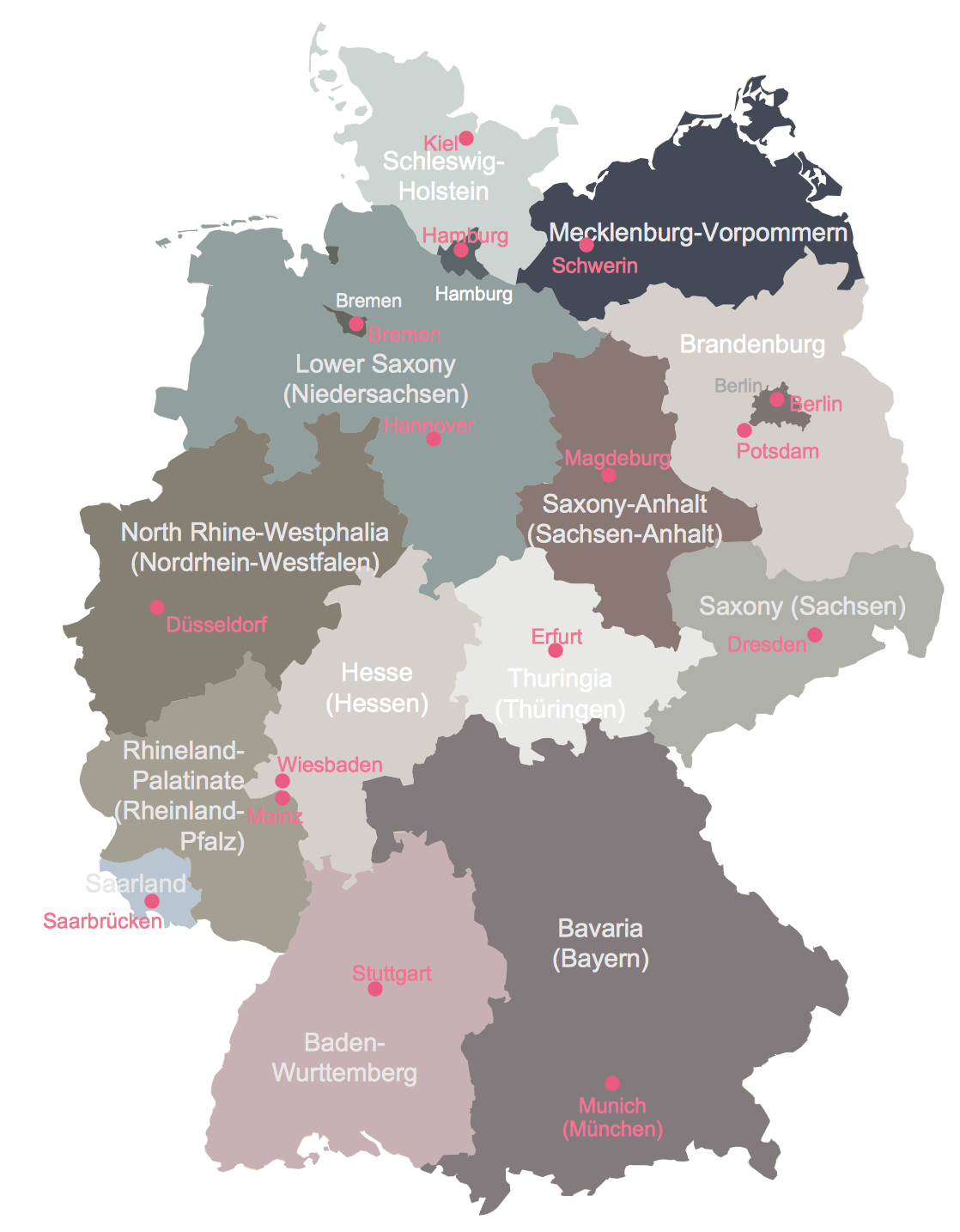 Map Of Germany With Cities   Maps Germany Map German States 