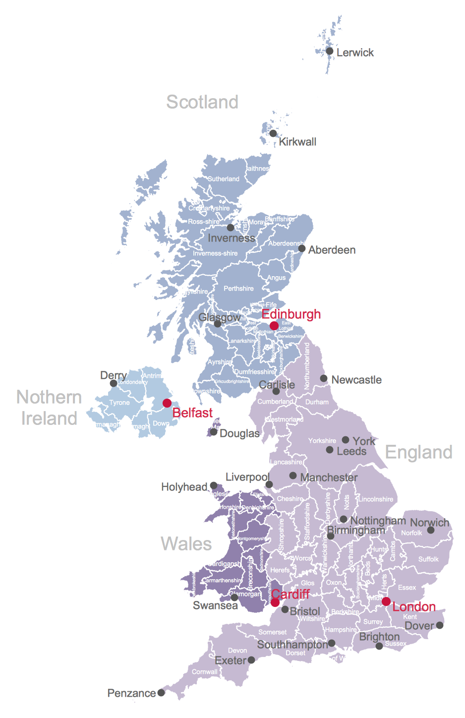 Map Of British Isles Showing Counties Map Of Uk