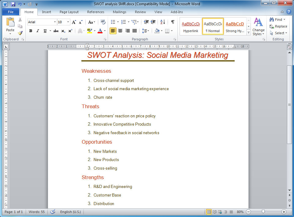 How to Make SWOT Analysis in a Word Document *