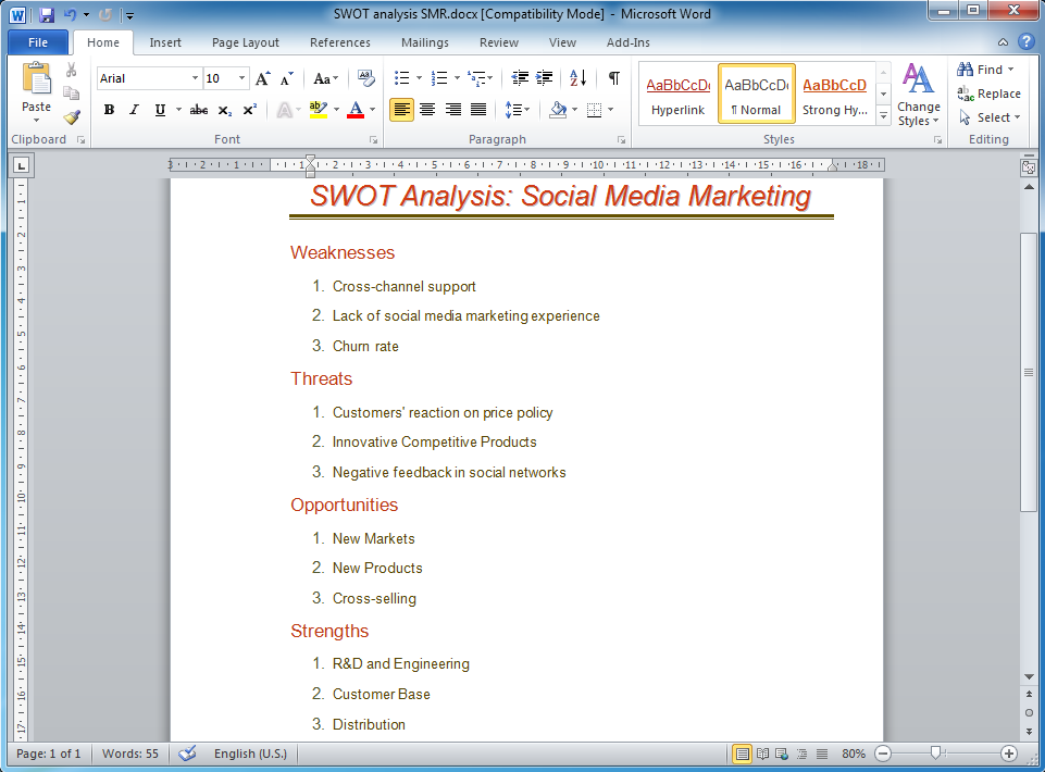 How to Create a SWOT Analysis Diagram in Word