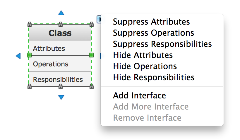 UML action menu