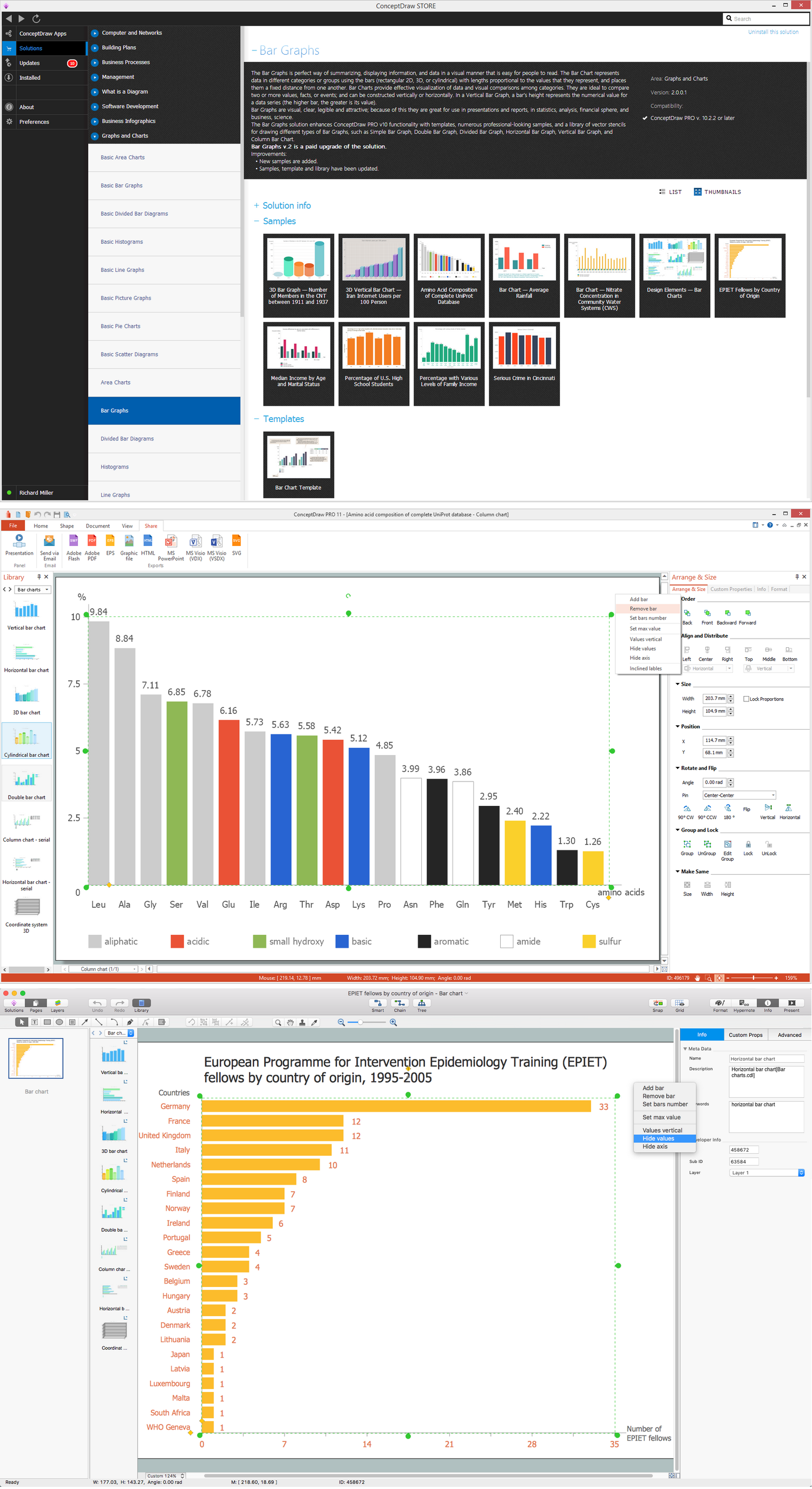 Bar chart software window