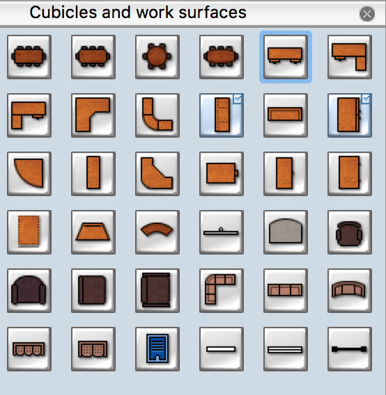 Cubicles and Work Surfaces library for Design Office Layout Plan