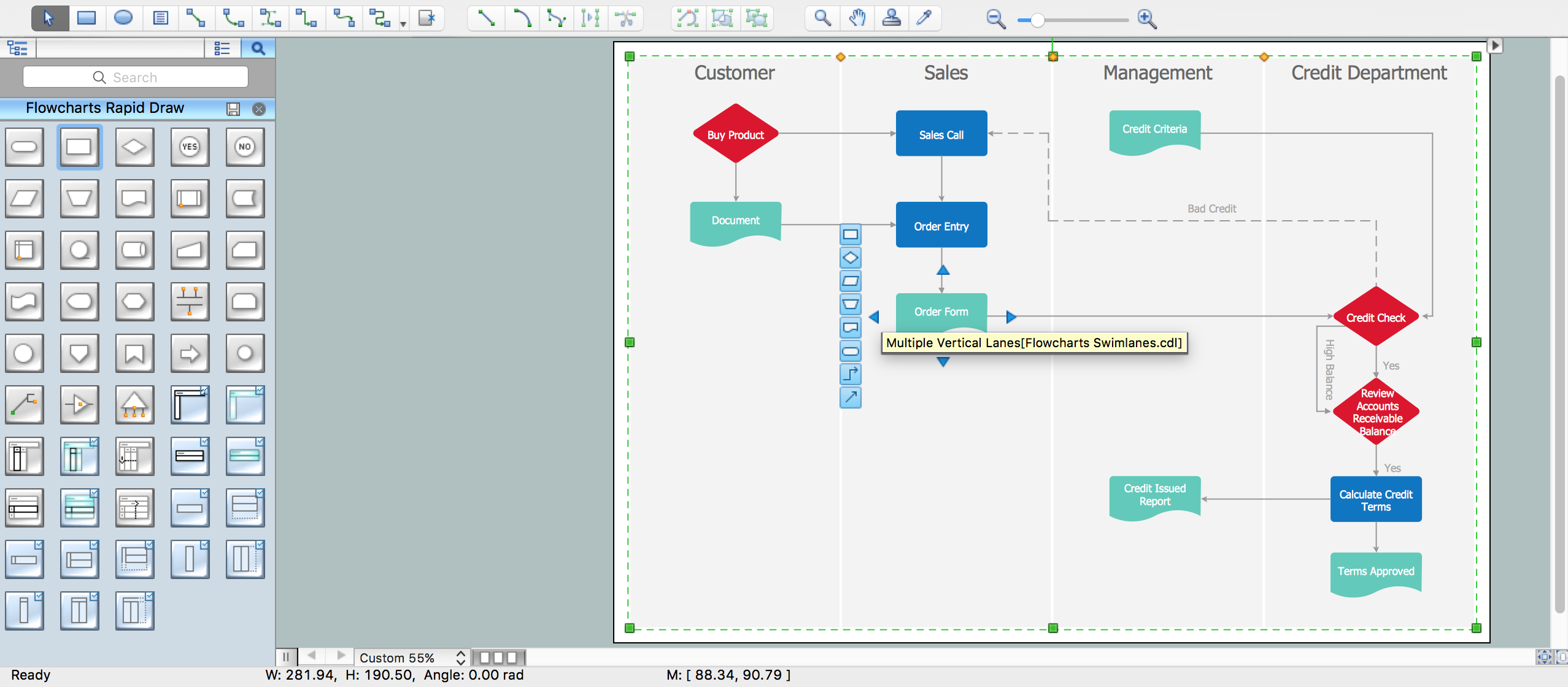 business process model example swimlanes and pools