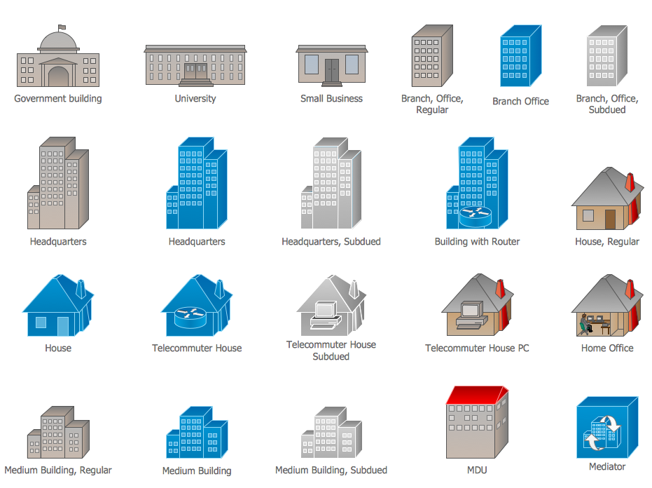 Cisco Buildings. <br>Cisco icons, shapes, stencils and symbols *