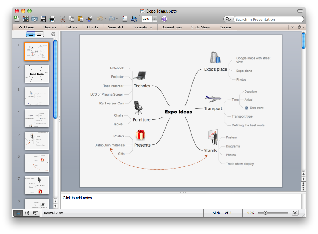 Export from ConceptDraw MINDMAP to PowerPoint