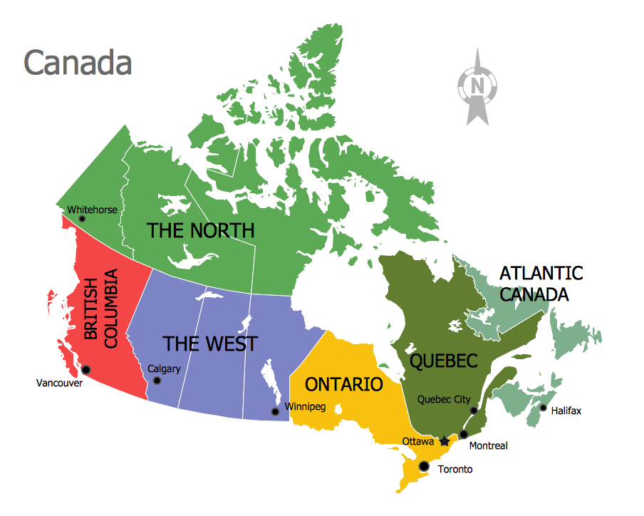Continent Map - Canada Regions