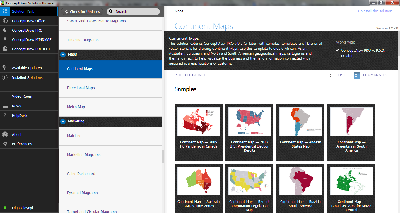 Continent Maps Solution in ConceptDraw STORE
