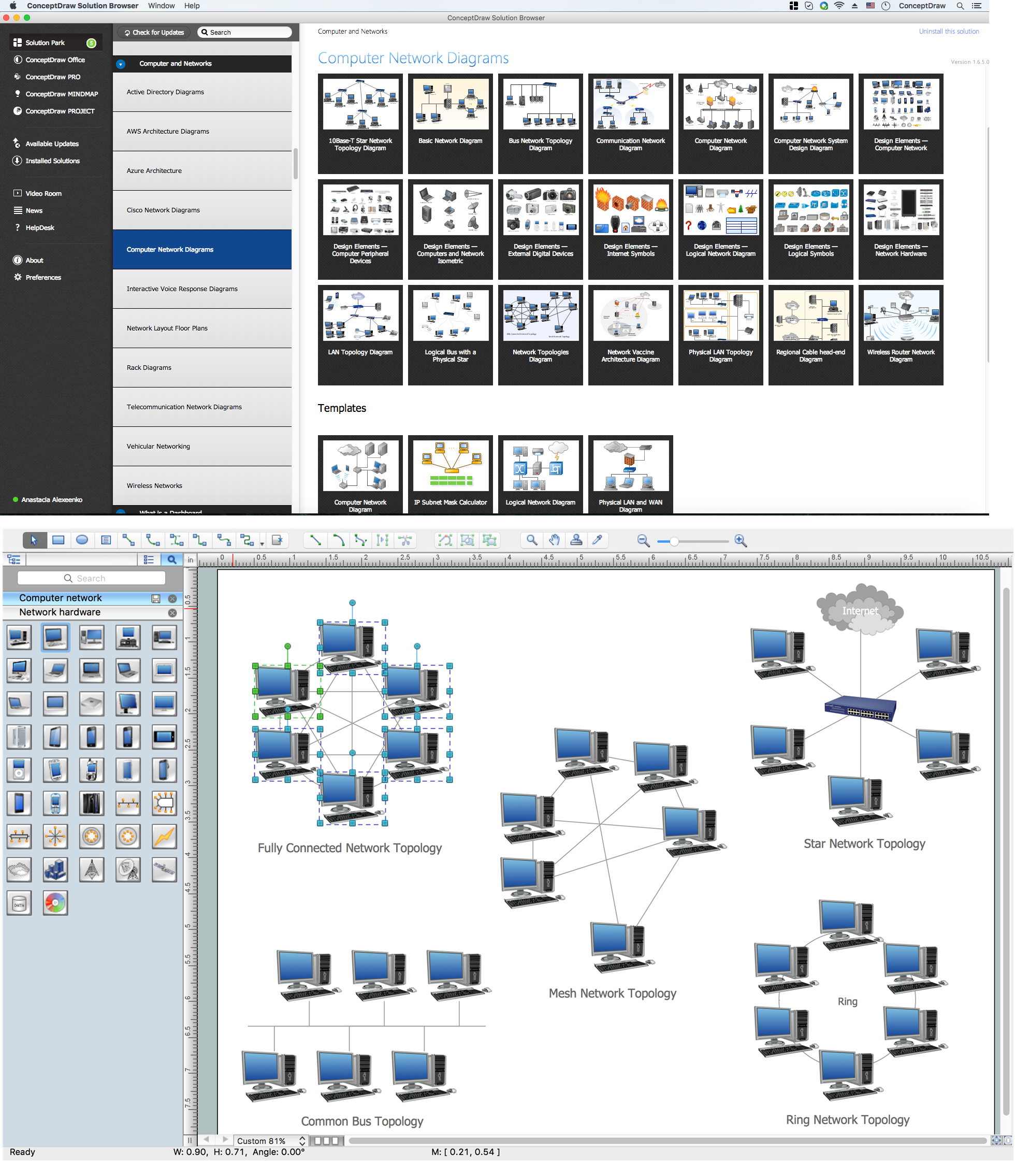 Computer Network Diagrams solution and Network Topology