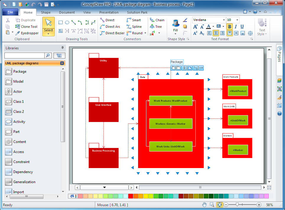 UML package diagram software for win