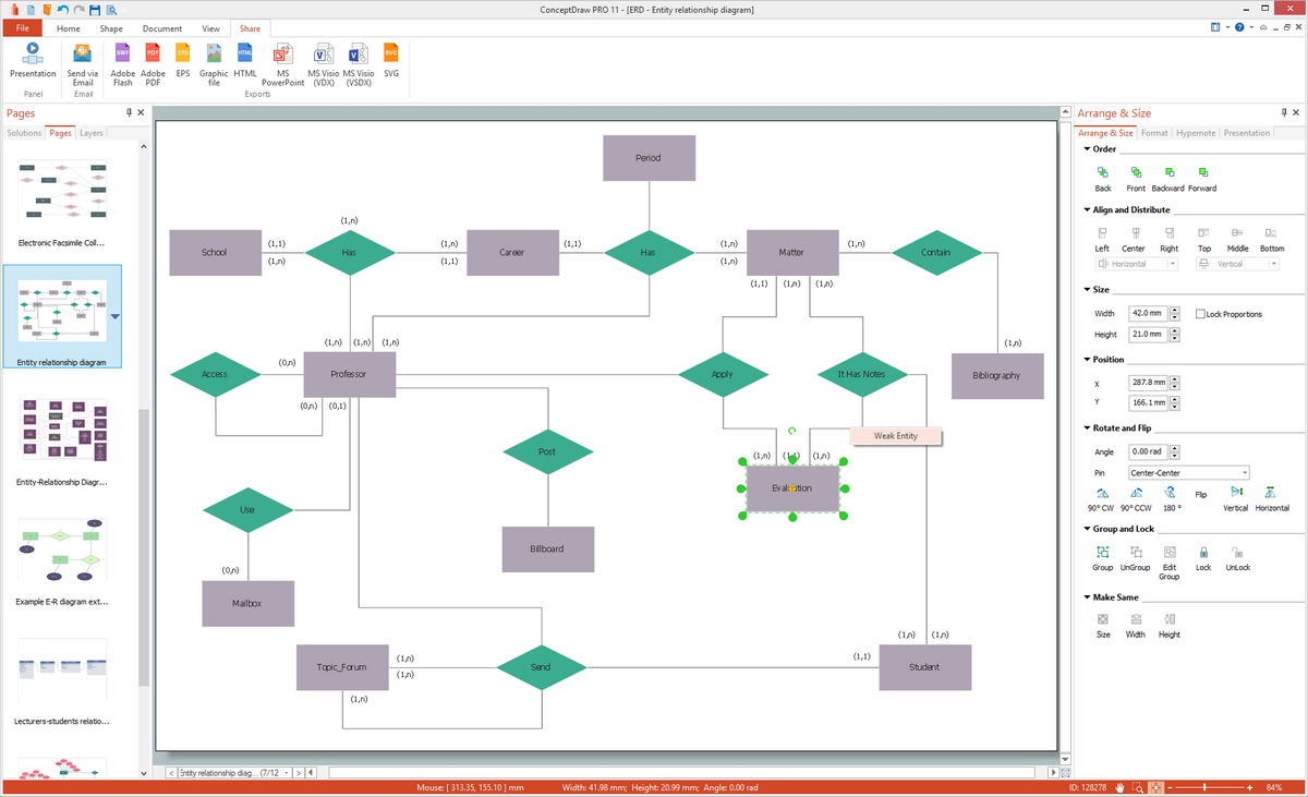 Erd диаграмма в visio