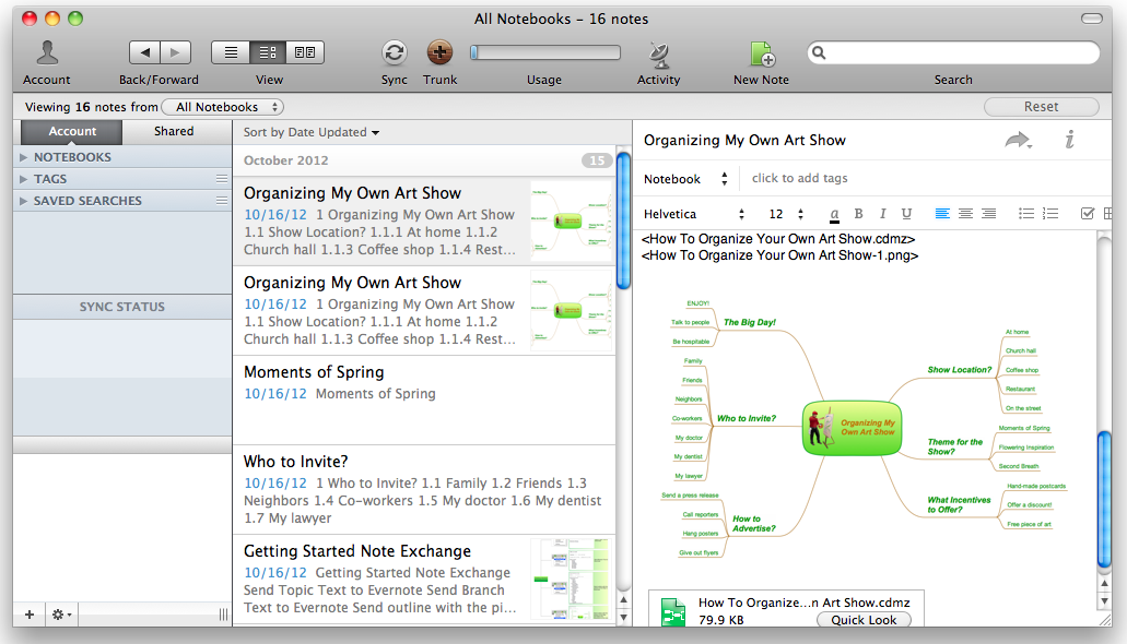 Export from ConceptDraw MINDMAP to Evernote *