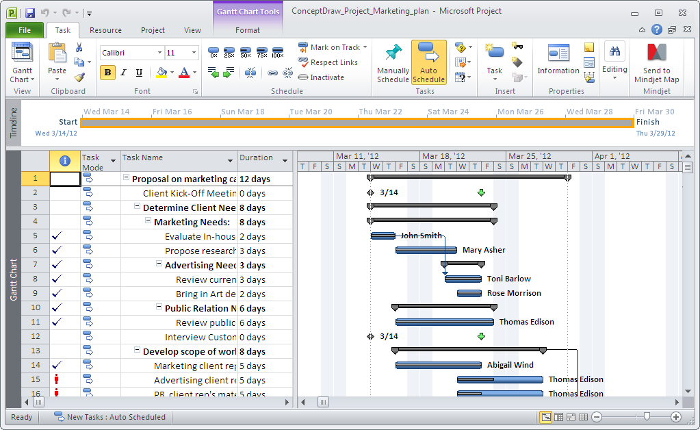 Export ConceptDraw PROJECT  to MS Project