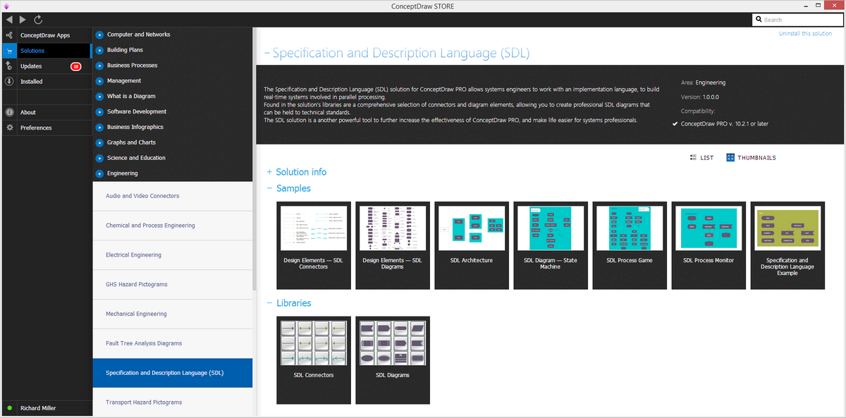 Specification and Description Language (SDL) Solution in ConceptDraw STORE