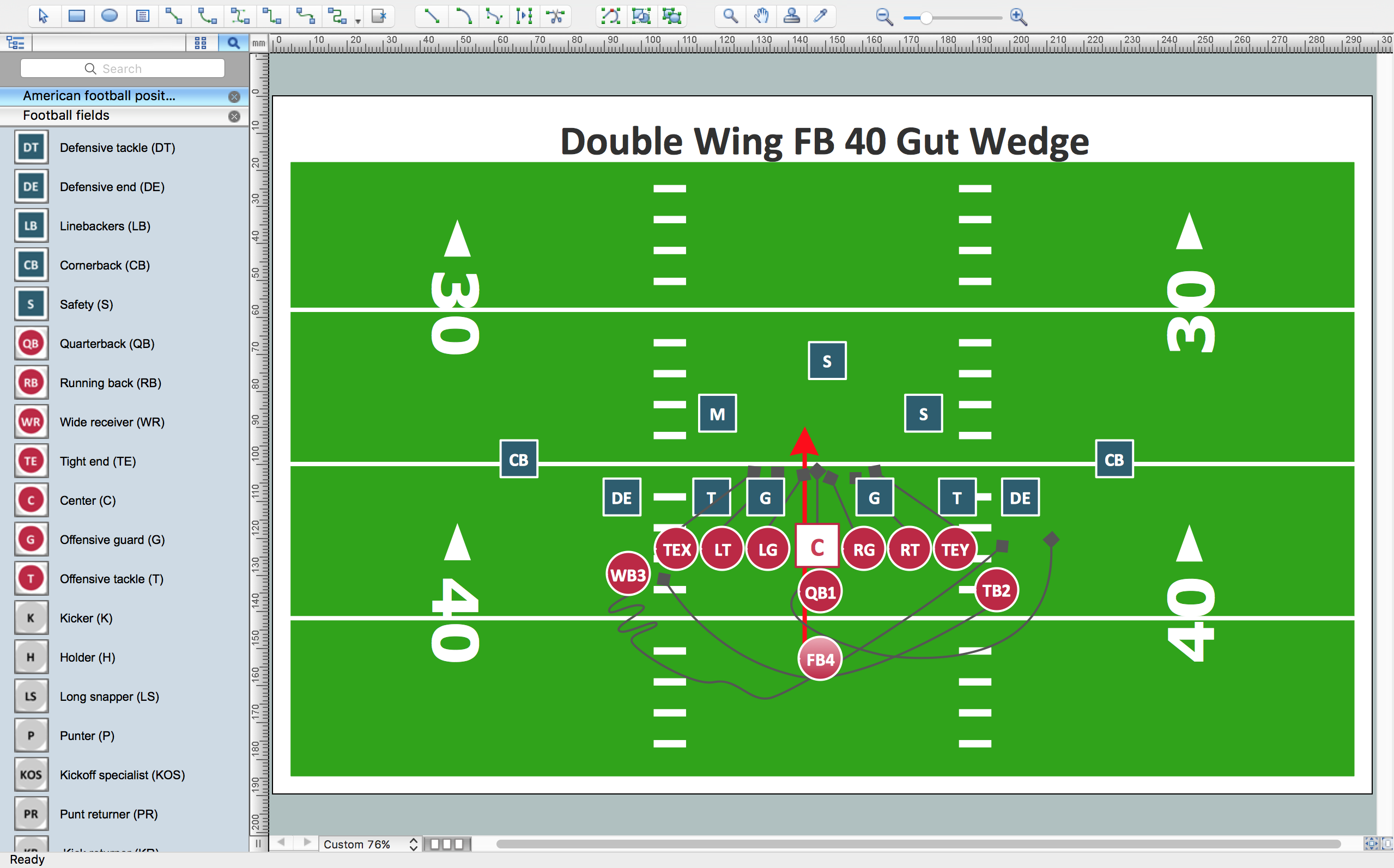 Sport – Football – Offensive Play – Double Wing Wedge – Sample