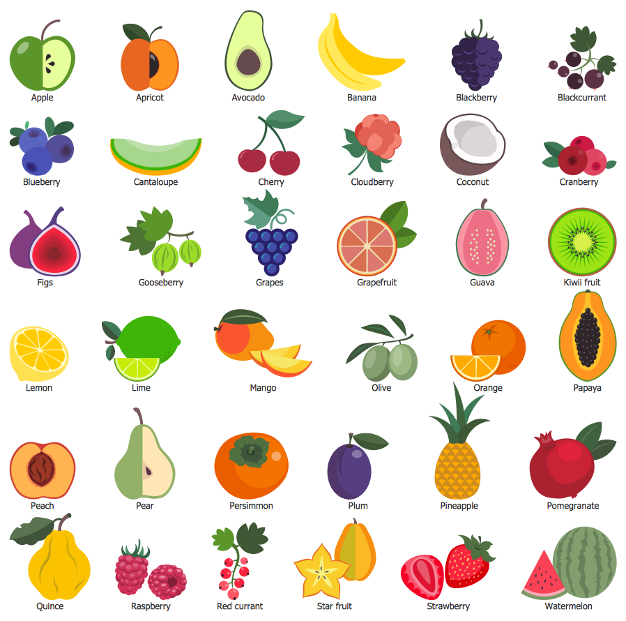 Vector Big Set Different Colored Juicy Ripe Fruit Stock Illustration -  Download Image Now - Apple - Fruit, Orange - Fruit, Apricot - iStock