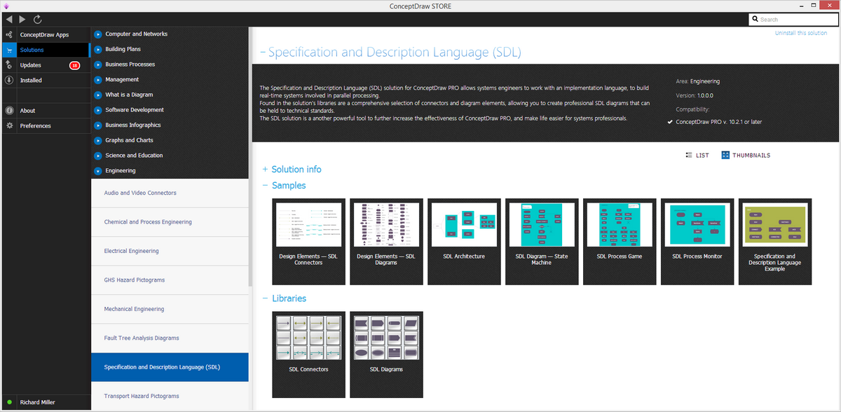 Specification and Description Language (SDL) Solution in ConceptDraw STORE