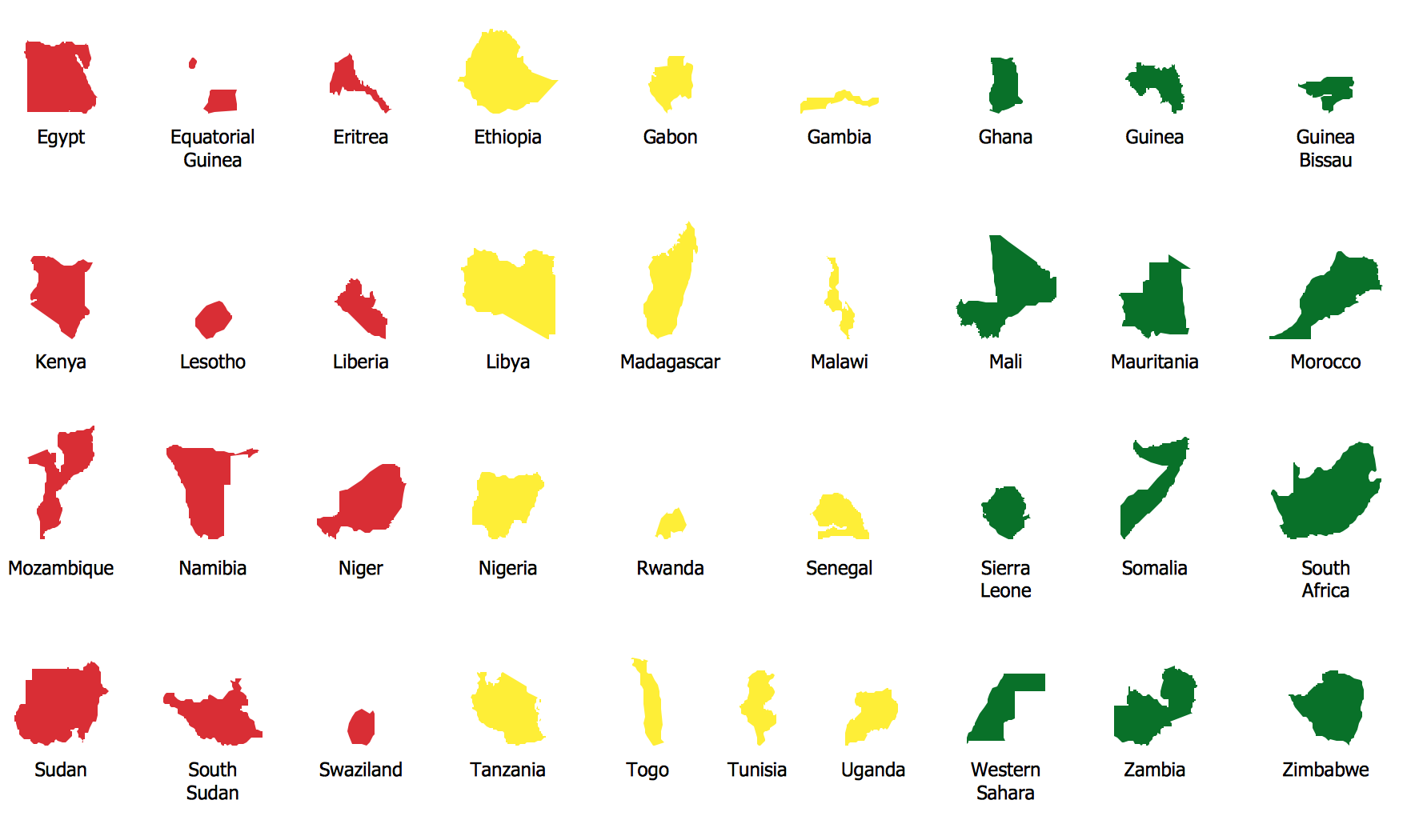 Geo Map - contours of Africa countries 