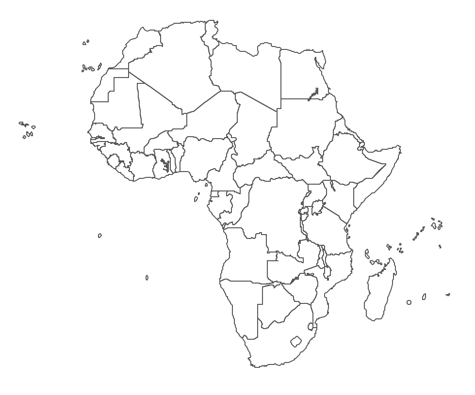 black and white political map of africa