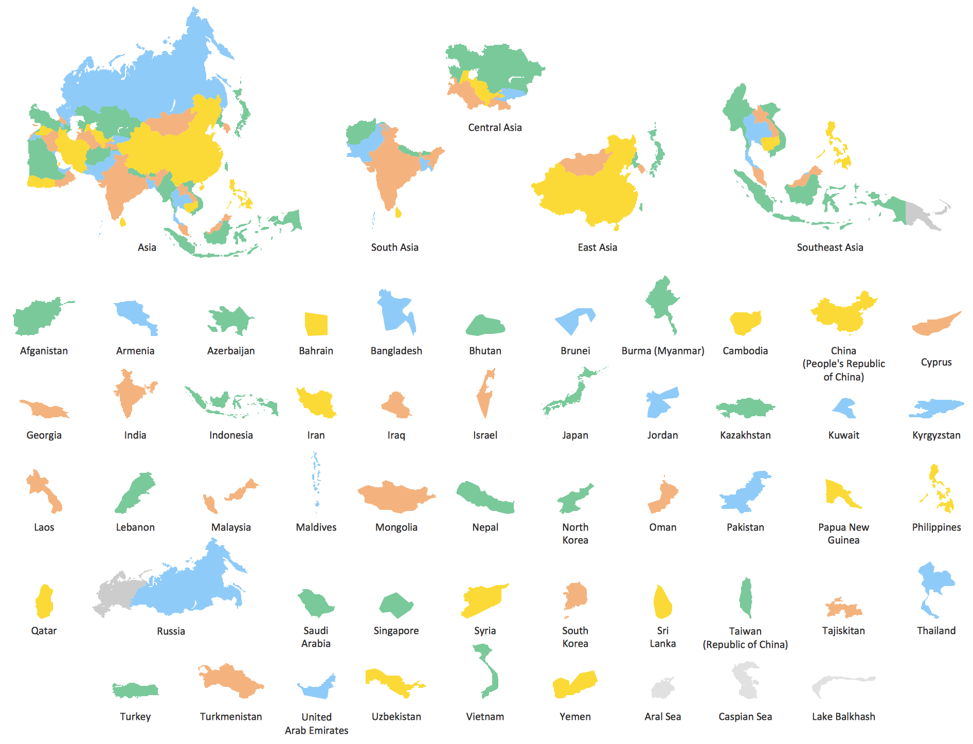 Every Asian Country Shape