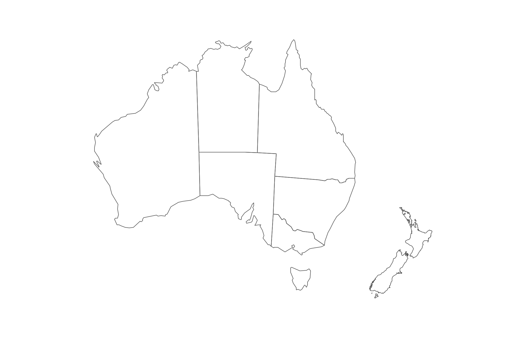 australia new zealand map outline